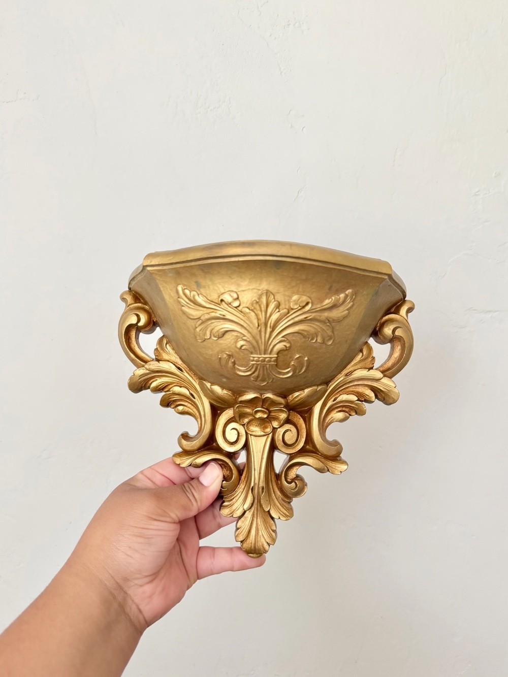 Vintage HOMCO Gold Wall Hanging Planter